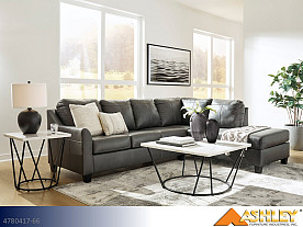 Ashley Valderno Fog Leather Chaise Sectional (2 Piece Set)