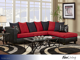 NeoLiving Juno Black/Red Sectional (2 Piece Set)