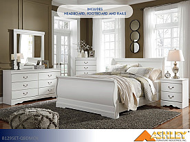 Ashley Anarasia White Bedroom Set (Queen Bed with Dresser, Mirror, Chest, Nightstand)