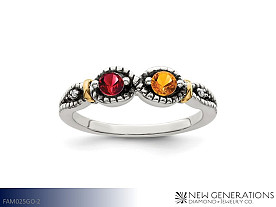 New Generations Sterling Silver and 14K Mother's Ring - 2 Stone Jewelry