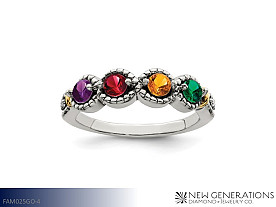 New Generations Sterling Silver and 14K Mother's Ring - 3 Stone4 Jewelry