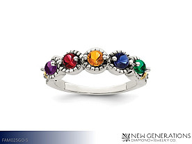 New Generations Sterling Silver and 14K Mother's Ring - 5 Stone Jewelry
