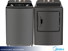 Midea Power Boost Agitator & Sensor Dry Top Load Washer & Electric Dryer Set - W: 4.1cf | D: 7.0cf (Metallic Gray)