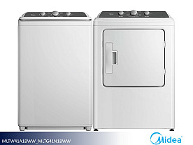 Midea Power Boost Agitator & Sensor Dry Top Load Washer & Gas Dryer Set - W: 4.1cf | D: 7.0cf (White)