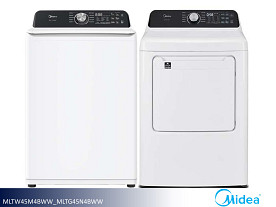 Midea Large Capacity Top Load Washer & Gas Dryer Set - W: 4.5cf | D: 7.0cf (White)