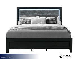 Global Reid Black Bed (Queen)