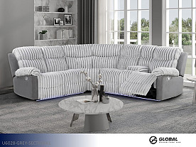 Global Two Tone Grey Motion Sectional (with LED)