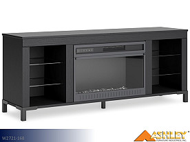 Ashley Cayberry Black Entertainment Stand with Fireplace (with Fireplace)