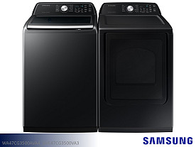 Samsung Large Capacity Smart Top Load Washer & Electric Dryer Set - W: 4.7cf | D: 7.4cf (Brushed Black)