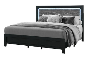 Global Reid Black Bedroom Set (Queen Bed, Dresser, Mirror, Nightstand)