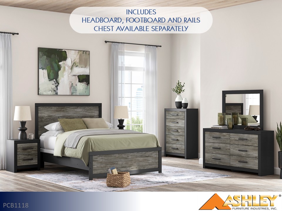 Ashley Broachmyn Black/Gray Bedroom Set (Queen Bed, Dresser, Mirror,  Nightstand) - Black/Gray | RentMart