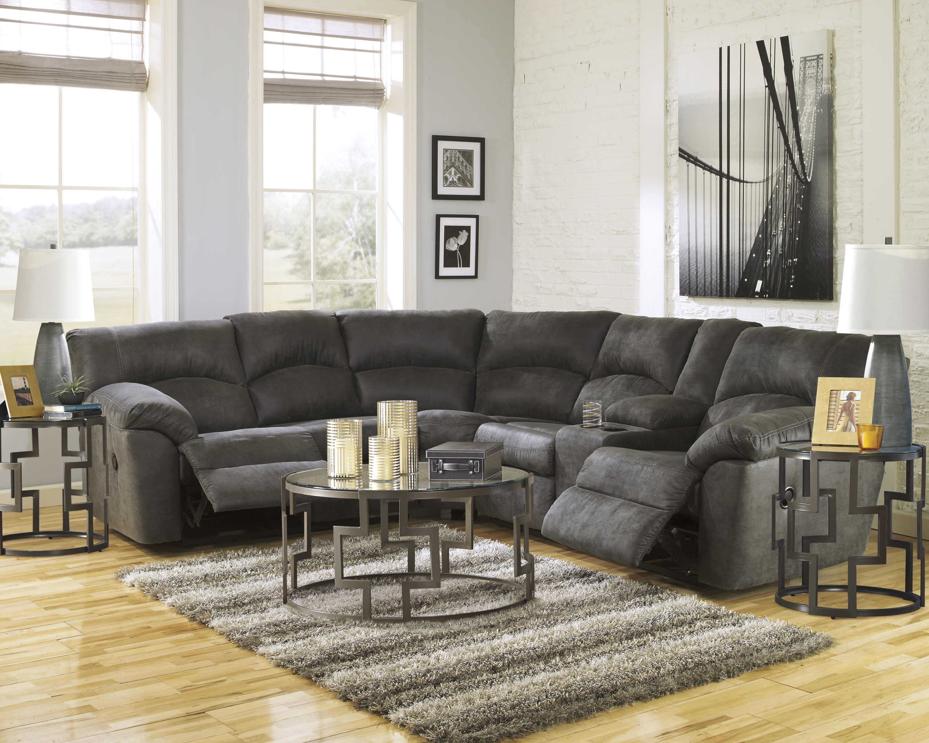 Majik | Tambo Pewter Two Piece Reclining Sectional | Rent To Own Furniture in Pennsylvania
