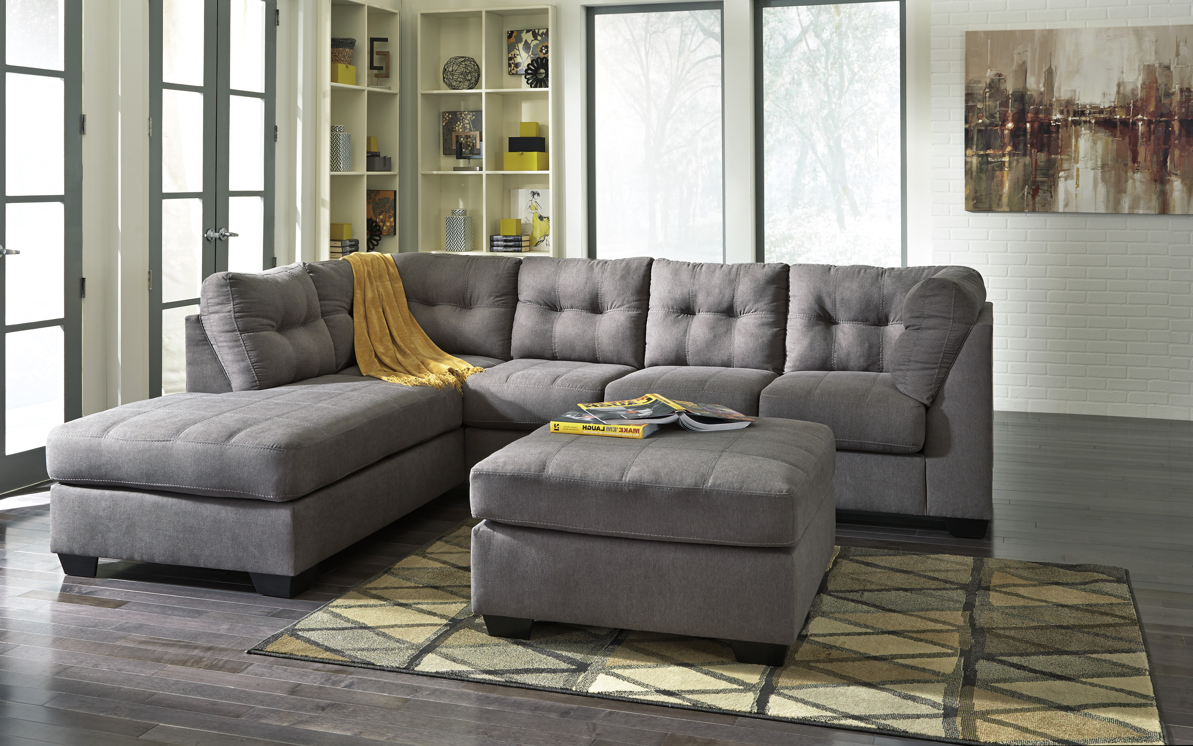 Majik | Maier Charcoal Sectional With Left Chaise | Rent To Own Furniture in Pennsylvania