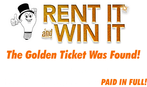 Rent It and Win It! The Golden Ticket Was Found! Congrats To Andrew and Holli On Getting Their Agreement Paid in Full!