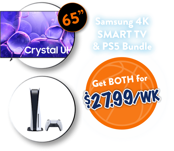 Samsung 4k smart TV & PS5 bundle. Get both for $27.99/wk