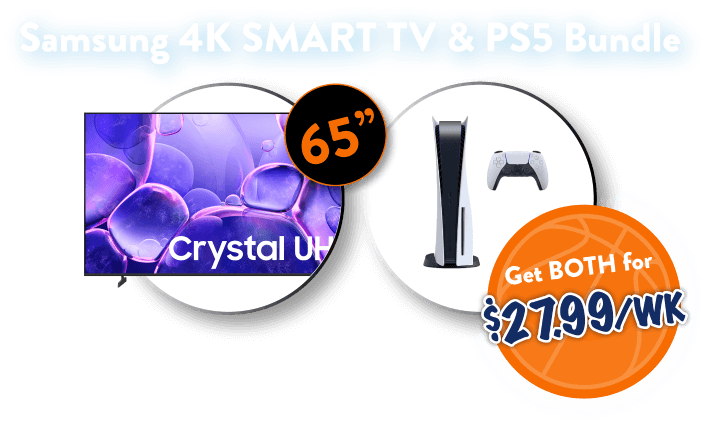 Samsung 4k smart TV & PS5 bundle. Get both for $27.99/wk